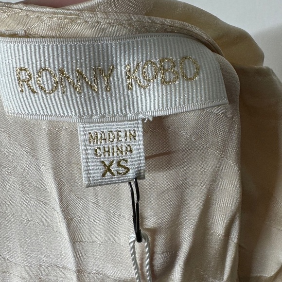 NWT Ronny Kobo Lillian Tapioca Zebra Silk Blend Puff Sleeve Mini Dress Size XS - Picture 15 of 17